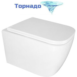 Унитаз подвесной безободковый Azario Legenda AZ-2305-AS с тонкой крышкой микролифт (Система смыва Торнадо) - фото 