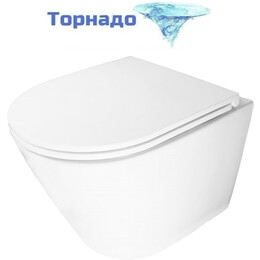 Унитаз подвесной безободковый Azario BLISS AZ-5179T-WHT с тонкой крышкой микролифт (система смыва Торнадо) - фото 
