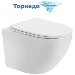 Унитаз подвесной безободковый Abber Bequem AC1100T с тонкой крышкой микролифт (Система смыва торнадо), Цвет производителя: белый - фото 