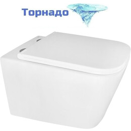 Унитаз подвесной безободковый Azario Cascad AZ-2303-A с тонкой крышкой микролифт (Система смыва Торнадо) - фото 