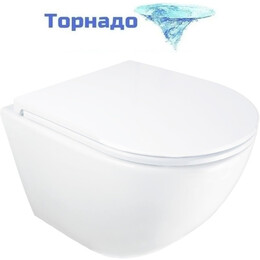 Унитаз подвесной безободковый Azario ADAGIO AZ-5177T-WHT с тонкой крышкой микролифт (система смыва Торнадо) - фото 