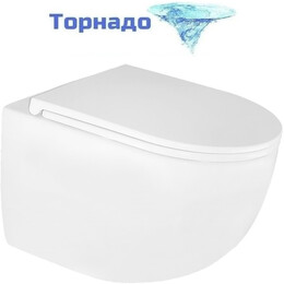Унитаз подвесной безободковый Azario Terso AZ-092E-UQ3 (система смыва Торнадо) с тонкой крышкой микролифт - фото 