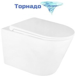 Унитаз подвесной безободковый Azario LANDER AZ-2802E с тонкой крышкой микролифт (Система смыва торнадо) - фото 