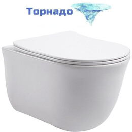 Унитаз подвесной Azario Lista AZ-1177T с тонким быстросъемным сиденьем микролифт (Система смыва Торнадо) - фото 