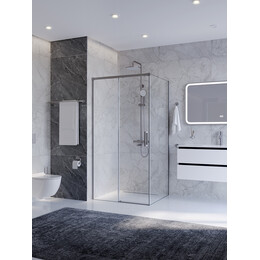 Душевое ограждение Cezares 100x90 см PLANE-AH-1-100/90-C-IN, сатин/прозрачное - фото 