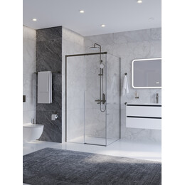 Душевое ограждение Cezares 100x80 см PLANE-AH-1-100/80-C-GM, оружейная сталь/прозрачное - фото 