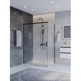 Душевое ограждение Cezares 140x90 см PLANE-AH-1-140/90-C-GM, оружейная сталь/прозрачное - фото 