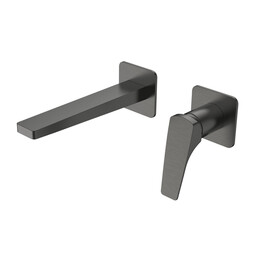 Смеситель для раковины настенный Vincea Puro VBFW-5P01GM (со скрытой частью) вороненая сталь - фото 