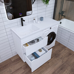 Тумба напольная с раковиной Grossman Вилар 120 см L (раковина Камилла-120) белый глянец - фото 