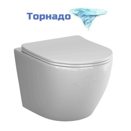 Унитаз подвесной безободковый AM.PM Like C801901SC с тонкой крышкой микролифт (Система смыва торнадо) - фото 