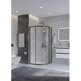 Душевое ограждение Cezares 90x90 см PLANE-R-2-90-C-GM, оружейная сталь/прозрачное - фото 
