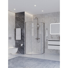 Душевое ограждение Cezares 90x90 см PLANE-P-1-90-C-IN (стекло 8 мм) сатин/прозрачное - фото 