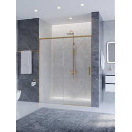 Душевая дверь Cezares 160 см PLANE-BF-1-160-C-BORO, брашированное золото/прозрачное - фото 