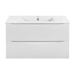 Тумба подвесная с раковиной Vincea Mia Slim 90 см VMC-2MC900S1GW (раковина белая VBS-13990S1) - фото 