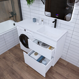 Тумба напольная с раковиной Grossman Вилар 120 см R (раковина Камилла-120) белый глянец - фото 