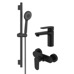 Набор смесителей 3 в 1 для душа Aquatek Ника AQ1831MB, чёрный матовый - фото 