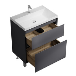 Тумба напольная с раковиной Grossman Меркадо 70 см 107073, графит матовая - фото 