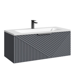 Тумба подвесная с раковиной Grossman Блисс 100 см 1010048, графит матовый - фото 