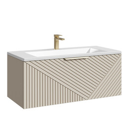 Тумба подвесная с раковиной Grossman Блисс 100 см 1010049, бежевый матовый - фото 