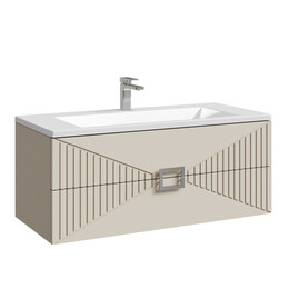 Тумба подвесная с раковиной Grossman Луксор 100 см 1010057, бежевый матовый - фото 