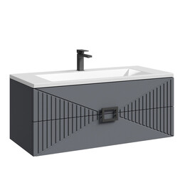 Тумба подвесная с раковиной Grossman Луксор 100 см 1010059, графит матовая - фото 