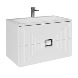 Тумба подвесная с раковиной Grossman Луксор 60 см 106054, белый матовый - фото 