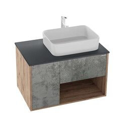 Тумба подвесная со столешницей Grossman Бруно 80 см 108008 (раковина в комплекте) веллингтон/бетон - фото 