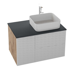 Тумба подвесная со столешницей Grossman Альба 80 см 108011 (раковина в комплекте) веллингтон/белая - фото 