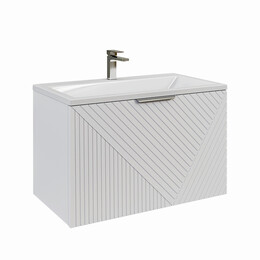 Тумба подвесная с раковиной Grossman Блисс 80 см 108046, белый матовый - фото 