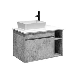 Тумба подвесная со столешницей Grossman Фалькон 80 см 108005 (раковина в комплекте) бетон - фото 