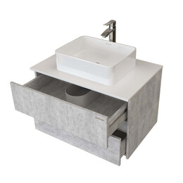 Тумба подвесная со столешницей Grossman Эдванс 80 см 108010 (раковина в комплекте) цемент светлый - фото 