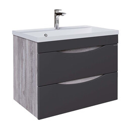 Тумба подвесная с раковиной Grossman Талис 80 см 108013, бетон пайн/серый - фото 