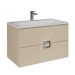 Тумба подвесная с раковиной Grossman Луксор 80 см 108052, бежевый матовый - фото 