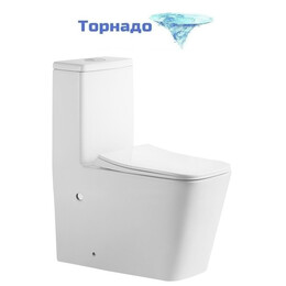 Унитаз-моноблок безободковый Grossman Classic GR-4486SQ с тонкой крышкой микролифт (система смыва Торнадо) - фото 
