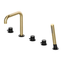 Смеситель для ванны Allen Brau Priority 5.31007-31GB, чёрный/золото - фото 