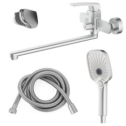 Смеситель для ванны с душевым гарнитуром Azario Conda AZ-K1711BN, сатин - фото 