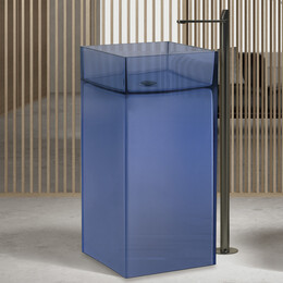 Раковина напольная прозрачная Abber Kristall 40 см AT2707Saphir, синяя - фото 