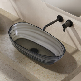 Раковина-чаша прозрачная Abber Kristall 60 см AT2813Onyx, чёрный - фото 