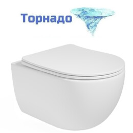 Унитаз подвесной безободковый Vincea Evo VT1-34ST с ультратонкой крышкой микролифт (Система смыва торнадо) - фото 