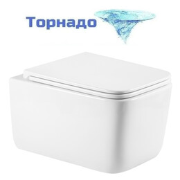 Унитаз подвесной безободковый Vincea Capri VT1-63T с ультратонкой крышкой микролифт (Система смыва торнадо) - фото 