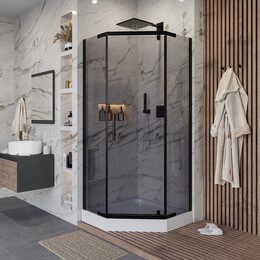 Душевое ограждение Niagara Eco 100x100 см _0101432DT, чёрный/тонированное - фото 