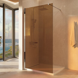 Душевая перегородка Vincea Walk-In 100 см VSW-1H100GS (стекло 8 мм) хром/янтарь - фото 