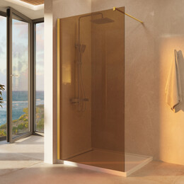 Душевая перегородка Vincea Walk-In 90 см VSW-1H900GSG (стекло 8 мм) золото/янтарь - фото 