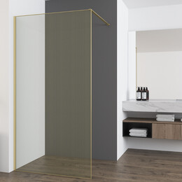 Душевая перегородка Vincea Walk-In 100 см VSW-7HS100GWG (стекло 8 мм) золото/ламинированное с золотыми нитями - фото 