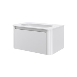 Тумба подвесная с раковиной-столешницей Armadi Art Voi 80 см 782-080-MW (раковина 786-080-MW без отв.) matt white - фото 