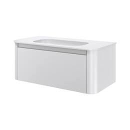 Тумба подвесная с раковиной-столешницей Armadi Art Voi 100 см 782-100-MW (раковина 786-100-MW без отв.) matt white - фото 