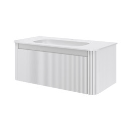 Тумба подвесная с раковиной-столешницей Armadi Art Voi 100 см 782-100-R-MW (раковина 786-100-MW) matt white - фото 