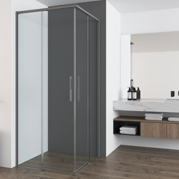 Душевое ограждение Vincea Ultima 90x90 см VSS-7UL9090CLGM (стекло 8 мм) вороненая сталь/прозрачное - фото 