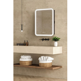 Зеркало-шкаф Art&Max Platino 60 см AM-Pla-600-800-1D-R-DS-FC-H-T-Grey, антрацит - фото 