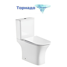 Унитаз-компакт безободковый Aquatek Optima T Square AQ4421-00 с ультратонкой крышкой микролифт (система смыва Торнадо) - фото 